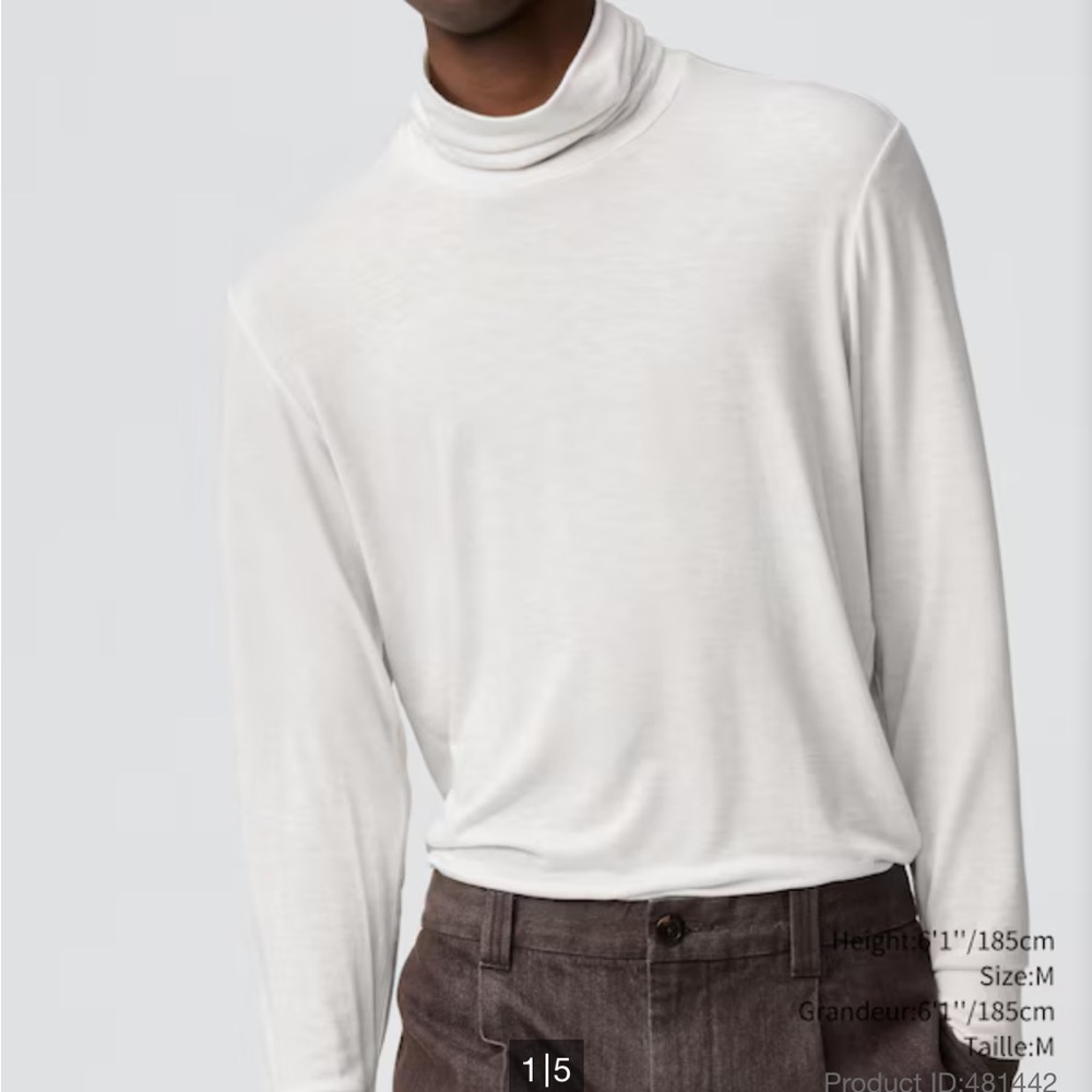 Men's White Turtleneck Sweater
